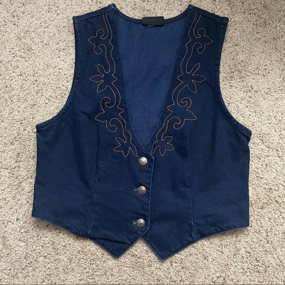Circle T Tops - VTG CIRCLE T VEST SIZE MEDIUM BLUE